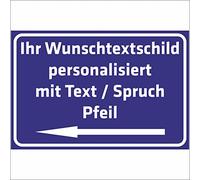 INDIGOS UG Panneau personnalisable avec flèche - Bleu - Plaque composite en aluminium - 8 tailles - Avec texte - Pour garage, hôtel, parking, école, abri de voiture, entreprise - Personnalisable