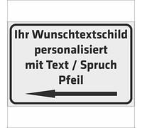 INDIGOS UG Panneau personnalisable avec flèche - Gris - Plaque composite en aluminium - 8 tailles - Avec texte - Pour garage, hôtel, parking, école, abri de voiture, entreprise - Personnalisable