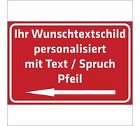 INDIGOS UG Panneau personnalisable avec flèche - Rouge - Plaque composite en aluminium - 8 tailles - Avec texte - Pour garage, hôtel, parking, école, abri de voiture, entreprise - Personnalisable
