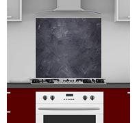 INDIGOS UG Plaque arrière de cuisine pour carrelage - Béton noir - 60 x 50 cm - Protection anti-éclaboussures en aluminium composite résistant à la chaleur - Paroi arrière de cuisine moderne facile à
