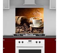 INDIGOS UG Plaque arrière de cuisine pour carrelage - Café - 60 x 65 cm - Protection anti-éclaboussures en aluminium composite résistant à la chaleur - Paroi arrière de cuisine moderne facile à