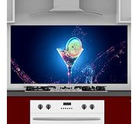 INDIGOS UG Plaque arrière de cuisine pour carrelage - Cocktail - 130 x 65 cm - Protection anti-éclaboussures en aluminium composite résistant à la chaleur - Paroi arrière de cuisine moderne facile à