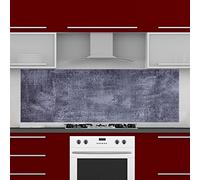 INDIGOS UG Plaque arrière de cuisine pour carrelage - Gris béton - 160 x 65 cm - Protection anti-éclaboussures en aluminium composite résistant à la chaleur - Paroi arrière de cuisine moderne facile à