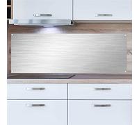 INDIGOS UG Protection anti-éclaboussures - Aspect acier inoxydable - 140 x 50 cm - Plaque en aluminium composite - Cuisine - Plaque arrière de cuisine - Plaque - Four - Miroir carrelé - Cuisinière