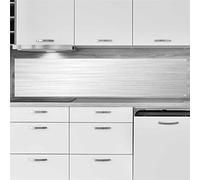 INDIGOS UG Protection anti-éclaboussures - Aspect acier inoxydable - 160 x 65 cm - Plaque en aluminium composite - Cuisine - Plaque arrière de cuisine - Plaque - Four - Miroir carrelé - Cuisinière