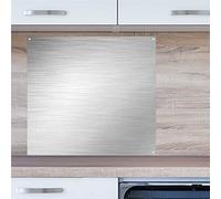 INDIGOS UG Protection anti-éclaboussures - Aspect acier inoxydable - 80 x 50 cm - Plaque en aluminium composite - Cuisine - Plaque arrière de cuisine - Plaque - Four - Miroir carrelé - Cuisinière