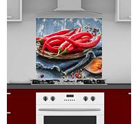 INDIGOS UG Protection anti-éclaboussures - Motif épices au piment - 60 x 65 cm - Plaque composite en aluminium imprimée - Avec image - Motif - Cuisine - Crédence de cuisine - Plaque - Protection