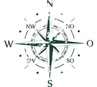 INDIGOS UG - Sticker mural pour salon - Boussole - Points cardinaux - Rose des vents - Marine - 80 x 80 cm - Vert foncé - Autocollant pour chambre d'enfant chambre à coucher cuisine salle de bain