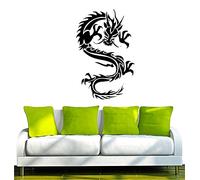 Indigos UG Sticker Mural pour Salon - Sticker Mural Dragon Chine Japon Monster 80 x 52 cm - Noir w007 - Autocollant pour Chambre d'enfant Chambre Cuisine Salle de Bain Bureau décoration