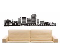 INDIGOS UG Sticker mural pour salon - Sticker mural Port Louis (Afrique) design 2-180 x 45 cm - Noir e598 Skyline Ville - Autocollant pour chambre d'enfant chambre à coucher cuisine salle de bain