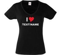 INDIGOS UG - T-shirt - I Love - Ich mit Liebe Name mit Herz - Personnalisable - Avec texte personnalisable - Cadeau pour fête, sport, petit ami, homme - Noir - taille unique
