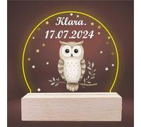 INDIGOS UG - Veilleuse 3D LED - Chouette - Lampe - Lumière pour enfants - Personnalisée individuellement - Lampe de nuit - Cadeau pour bébé et enfants avec le texte souhaité