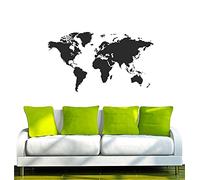 INDIGOS WG10015-70 Sticker mural W015 Carte du monde Noir 80 x 41 cm