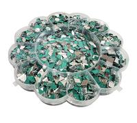 INDIKONB Ensemble de miroirs artisanaux avec boîte de rangement | Pièces en verre pour l'art, les loisirs créatifs et la fabrication de bijoux - Lot de 12 formes, 4 à 11 mm (Argent 2)