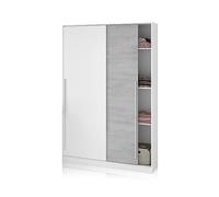 Armoire TOP - Décor blanc artik et blanc vehlo - 2 Portes coulissantes - L200 x H120 x P50 cm blanc artik et blanc velho G