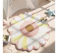 INDIRAN Tapis Rond en Forme De Fleur Tapis Fleuri Super Doux Tapis Antidérapant Tapis Absorbant Chambre d'enfant Décoration