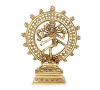 indischerbasar.de - Figurine Shiva Nataraja Laiton Hauteur 21cm cuivre Jaune Sculpture Statuette Hindouisme Bouddhisme Artisanat d'art Indien