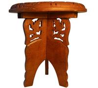 indischerbasar.de Guéridon démontable 32x31cm Tabouret Bois Marqueterie Ensemble 2 pièces Table Console