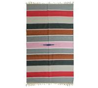 indischerbasar.de Tapis Indien 190x100cm rayé Multicolore en Coton tissé à la Main