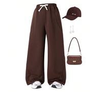 Indispensable pour l'automne/l'hiver ! Pantalon droit pour filles, en tissu de survêtement de qualité supérieure, doux et confortable. La coupe droite met en valeur les jambes, et polyvalente, garde a