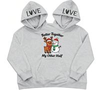 Indispensable pour les meilleures amies et les couples, sweat-shirt à capuche femme unique à manches longues avec deux capuches, coupe oversize, longueur longue, taille unique pour l'automne/l'hiver,