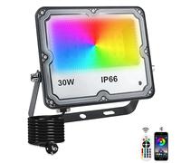 Indmird Projecteur LED RGB Exterieur 30W Projecteur LED Exterieur IP66 Etanche Projecteur LED Couleur 16 Couleurs 4 Modes avec APP Control Spot LED Extérieur Pour le Jardin, le Festival et Noël