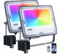 Indmird Projecteur LED RGB Exterieur 50W Projecteurs Led Exterieur IP66 Etanche Projecteur Leds Couleur 16 Couleurs 4 Modes avec APP Control Spot led extérieur Pour le Jardin, le Festival et Noël
