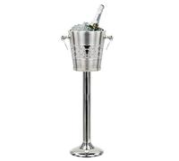 Indo-Persian Double Walled Insulated Brushed Nickel Plated Majestic Wine & Ice Bucket with Steel Bucket Stand | Wine Chiller on Stand Kitchenware Bar Ware