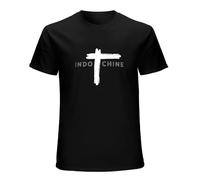 Indochine Mens T-Shirt Casual Cotton Unisex Black Tee Tops XXL