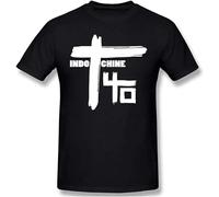 Indochine Pop Rock & Wave Men's Basic Many Colors Casual Tees Tops Unisex 100% Cotton Short-Sleeve T-Shirts Black XL