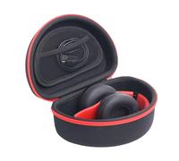 inDomit Étui de protection rigide de voyage compatible avec les casques Beats Studio Pro/Solo 4/Studio 3/Solo 3/Picun B10/BERIBES/JLab JBuds Lux ANC sans fil Bluetooth, rouge et noir