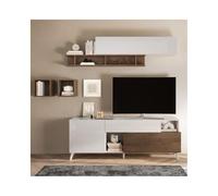 Indomita Meuble TV Marion 180 x 42 x 67 h couleur blanc brillant et mercure