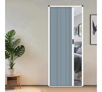 Indoor Accordion Door, 75 79 83 87 90 94 in Tall Push-Pull Honeycomb Folding Doors with Aluminum Frame Customize Room Divider No Drilling Concertina Door(Blue,65x230cm/25.6x90.5in)