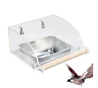 Indoor Bird Feeders, Foods Feeder Drinker, 4.13x3.03x3.07 inches, Interactive Foraging Toy, Dish Cups Included, Parakeet Food Container, Parrot Bowl Supplies for Home Use, White