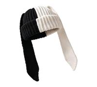 Indoor Bunny Ear, Hat Contrast Color, Crochet Winter Cap, with Long Ears