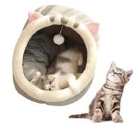 Indoor Cat House - Half-Closed Soft Condo Cat Nest with Top Plush Toy | Pet Bed Sleeping House for Bedroom, Living Room, Farmhouse, Balcony