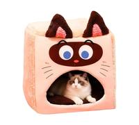 Indoor Cat Nest - Plush Sleeping Tent Bed for Pets | Soft Warm Enclosed Cat Bed, Winter Shelter for Living Room Home Apartment Farmhouse Garage, Comfortable Hideouts, 38x38x38cm Black Orange Siamese