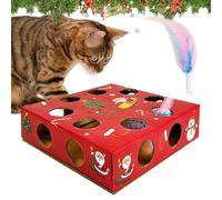 Indoor Cat Toys | Automatic Feather Rotation Maze Toy | Interactive Puzzle For Indoor Cats With Multi-Hole Design For Engaging Play Cat Puzzle Toy | Automatic Feather Teaser With Multi-Hole Maze | Fun
