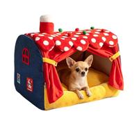 Indoor Cottage Cat Bed - Enclosed Sleeping Cave with Cushion | PP Cotton And EPE Build, Enclosed Cave Design, Includes Soft Cushion, Fits Cats And Small Dogs Indoors