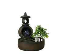 Indoor Desktop Landscape Fountain with Colored Lights, Crystal Balls & Artificial Trees - Tranquil Water Feature for Home & Office Decor