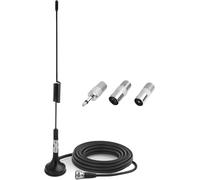 Indoor Digital FM Radio Antenna with Magnetic Base,1m Extension Cable,Compatible with Home Stereo Audio Video Receivers,Includes Multiple Adapters
