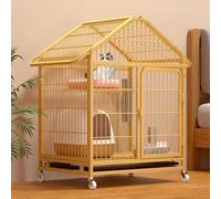 Indoor DIY Cat Enclosure - Collapsible Metal Wire Cat Cage with Universal Wheels & Sleeping Pad | Playpen for 1-3 Cats | Detachable Pet Kennels for Easy Setup(70x54x96cm)