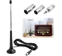 Indoor FM/Dab Antenna with Magnetic Base and 3m Extension Cable,Compatible for Portable Radio Tuner and Hi-Fi Receivers,Includes Adapters for Various Devices
