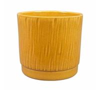 Indoor-Helden Pot de fleurs, 16 cm, orange, fabriqué à la main, en céramique de qualité supérieure des Pays-Bas, surface brillante avec structure naturelle d'écorce d'arbre naturelle, pour plantes et