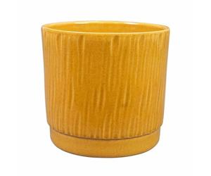 Indoor-Helden Pot de fleurs, 16 cm, orange, fabriqué à la main, en céramique de qualité supérieure des Pays-Bas, surface brillante avec structure naturelle d'écorce d'arbre naturelle, pour plantes et