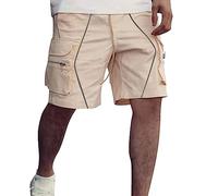 Indoor House Short cargo pour homme avec taille élastique - Coupe décontractée - Léger - Pour la pêche, la randonnée, le travail - Avec poches grandes et grandes, kaki, XL