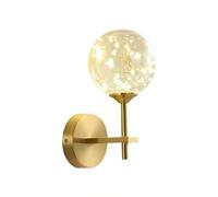 Indoor Led Wall Lamp round Brass Glass Wall Light Modern Decorative Stairs Hall Gold Wall Sconce for Bedroom Bedside Living Room Entryway Hallway Stairs Hall Restaurant Wall Mounted Lamp (Color/A/Tric