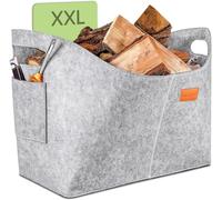 Indoor Log Basket-Recycled Felt-With Carry Handle-Sturdy & Versatile-Fireplace Wood Bag-Storage Basket-Grey