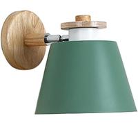 Indoor Night Bedside Wall Sconce, Nordic Color Wood Metal Wall Mount Light, Simple Living Room Decoration Wall Lamp Fixture For E27 Bedroom(Green)