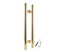 Indoor Outdoor Barn Door Handles Brushed Nickel Sliding Door Grab Bar with Screws,Door Pull Handle Round H Type, Gold Gate Hardware Stainless Steel(Length 150cm(59inch))